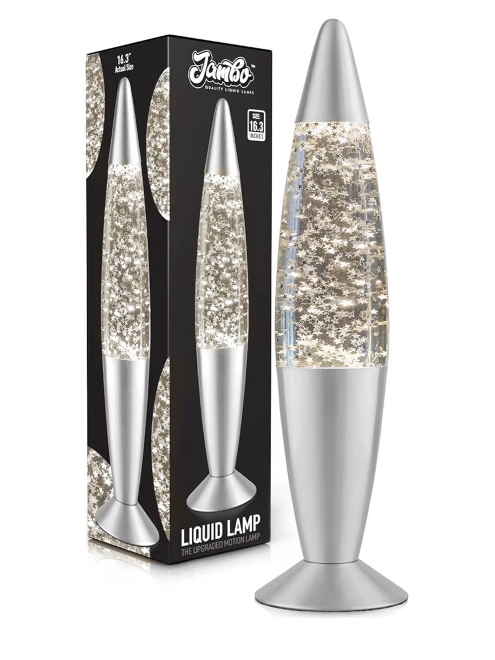 SPECTACULAR Silver Star Glitter Liquid Lava Lamp - 16” Size!